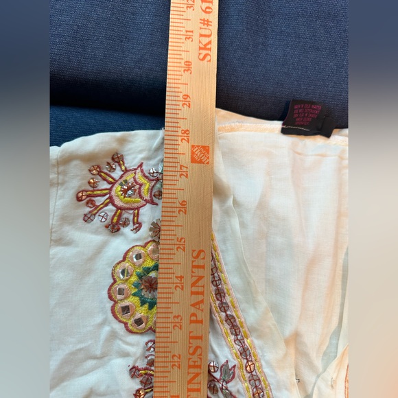 brand Indian off white embroidery Sparkle linen Tunic Top Kurta. M-36 - size 4/6 - Picture 9 of 16